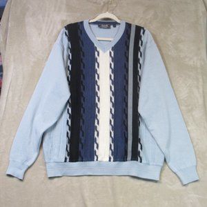 VTG Marcello 3D Knit Sweater L Coogi Style Textured Merino Wool Grandpa Italy